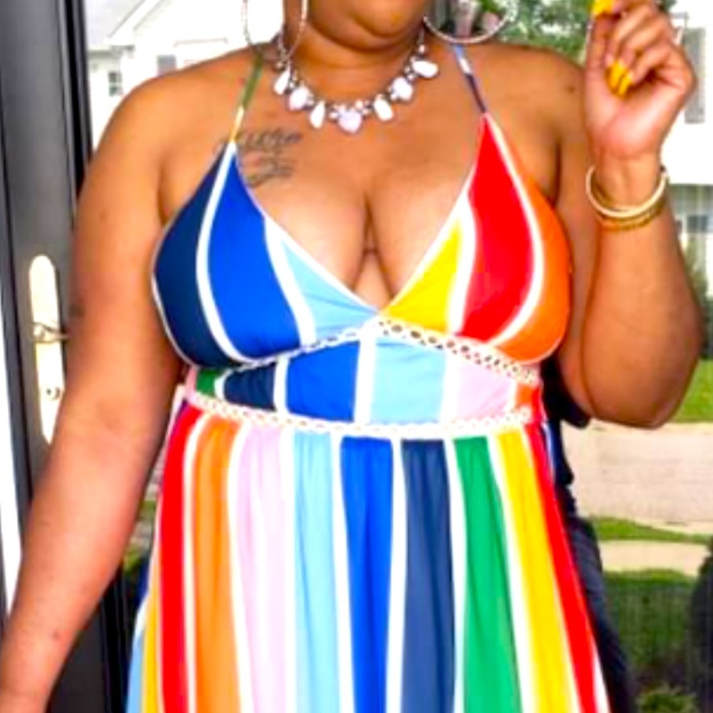 Brand new large maxi backless dress multi color